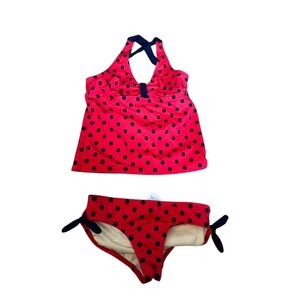 Lands end red polka dot two piece youth‎ swimsuit